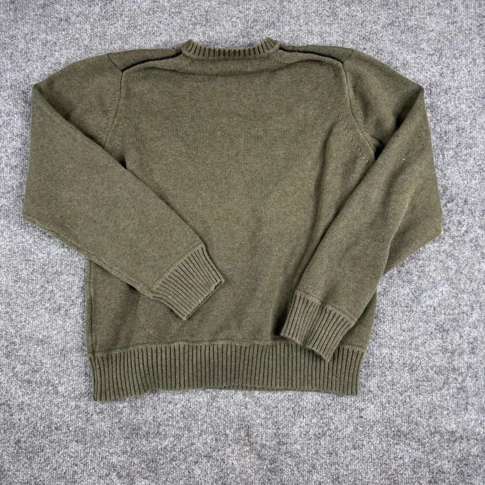 Tommy Hilfiger Sweater Mens Size L Olive Green Lambs Wool Blend Crewneck Ribbed